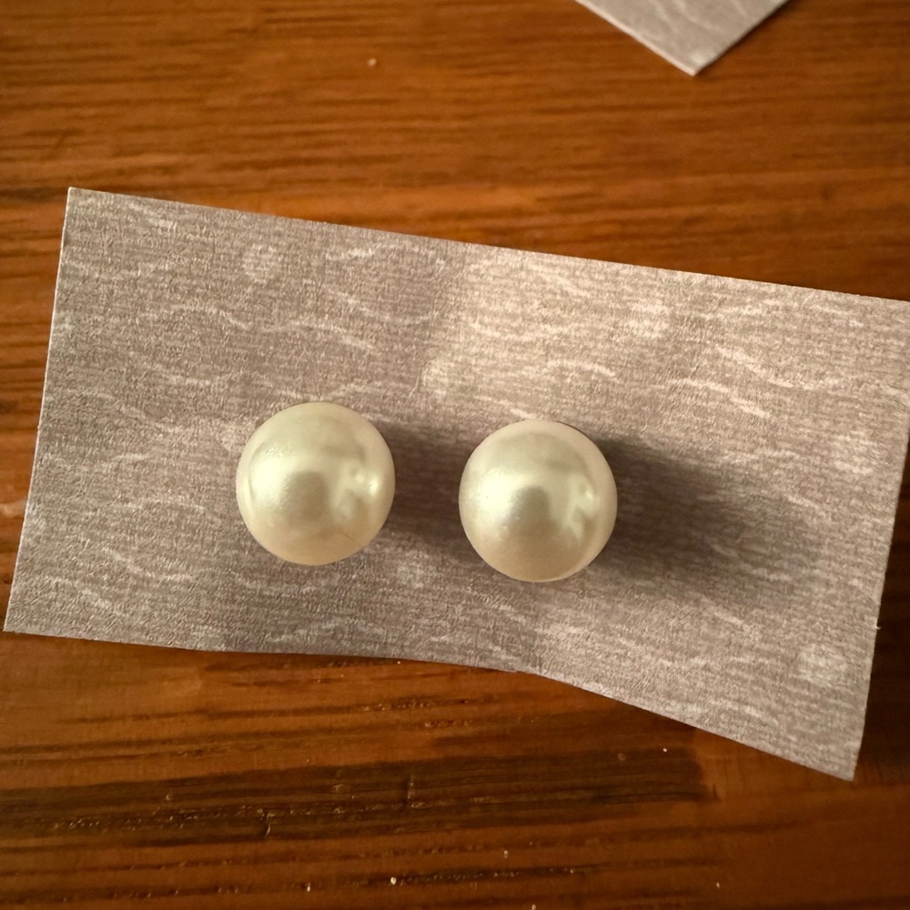 Elegant White Pearl Stud Earrings